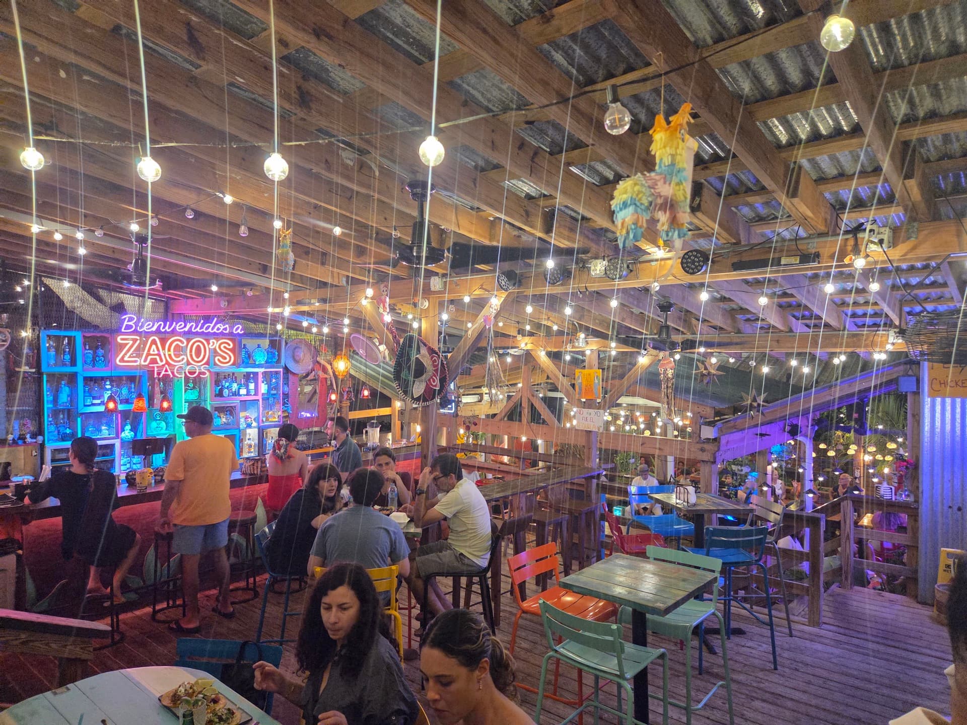 Packed house of guests dining at Zaco's Tacos